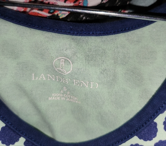 Lands' End Women's Navy and White Polka Dot Tank Top - Picture 3 of 3